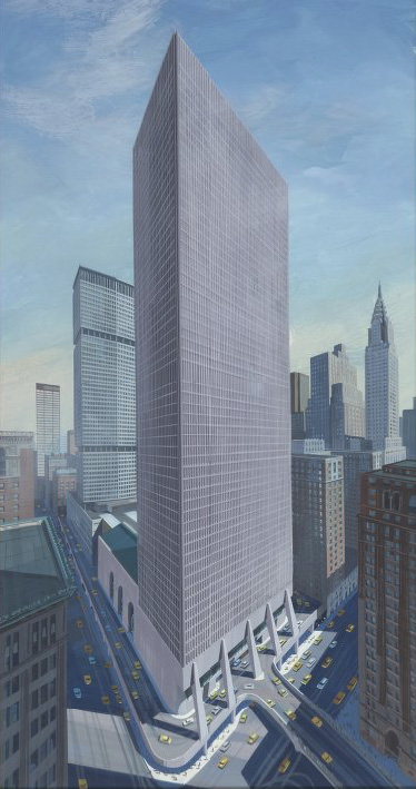Marcel Breuer, Rendering of Grand Central Tower, New York, 1967-1969. Via Marcel Breuer Archive