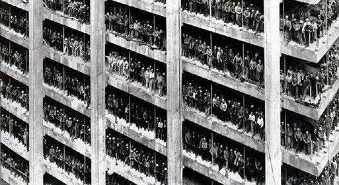 Фото: cтроители Chase Manhattan Bank Tower, Нью-Йорк, 1960 год