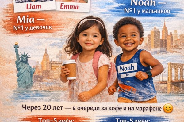 Инфографика о популярных именах в Нью-Йорке со списками из пяти позиций
