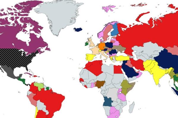 Карта First sitting US president to visit each country