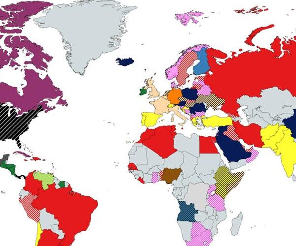 Карта First sitting US president to visit each country