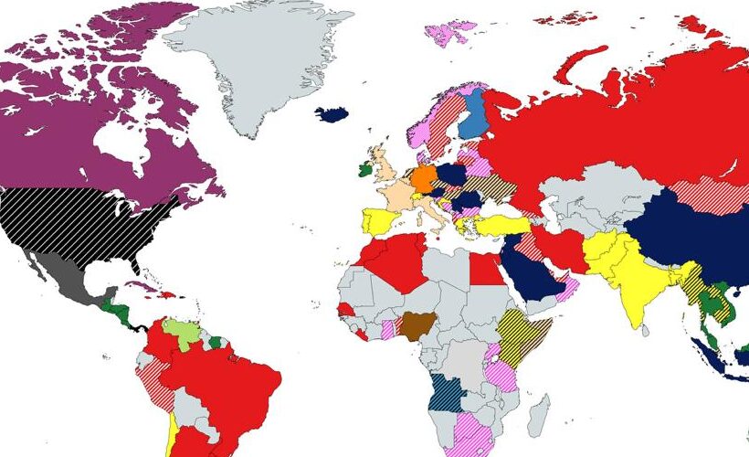 Карта First sitting US president to visit each country
