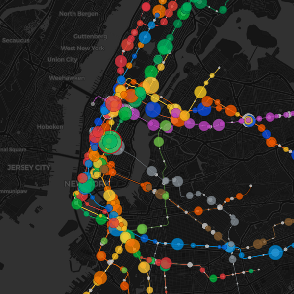 Визуализация трафика метро Нью-Йорка