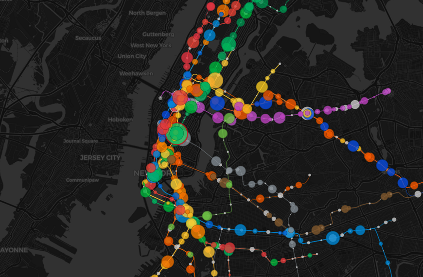 Визуализация трафика метро Нью-Йорка